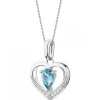 Zawieszka z  białego złota z brylantem i topazem - serce - próba 375