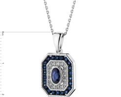 Zawieszka z białego złota z diamentami i szafirami - próba 585