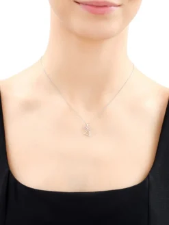 Zawieszka z białego złota z diamentem - aniołek, serce - 0,003 ct - próba 375