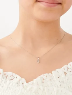 Zawieszka z białego złota z diamentem – serca, koniczyna - 0,003 ct - próba 585