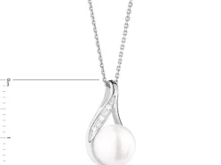 Zawieszka z białego złota z diamentami i perłą - próba 585