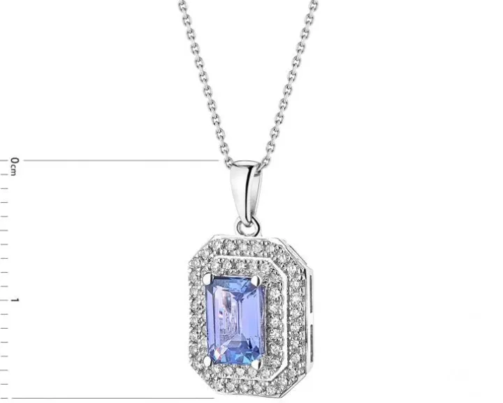 Zawieszka z białego złota z diamentami i tanzanitem - próba 585