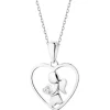Zawieszka z białego złota z diamentem - serce, aniołek - 0,003 ct - próba 375