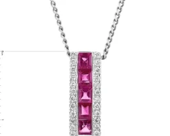 Zawieszka z białego złota z brylantami i rubinami - próba 585