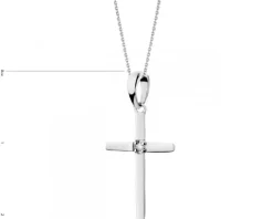 Zawieszka z białego złota z brylantem - krzyż - 0,008 ct - próba 375