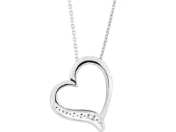 Zawieszka z białego złota z diamentem - serce - 0,005 ct - próba 375