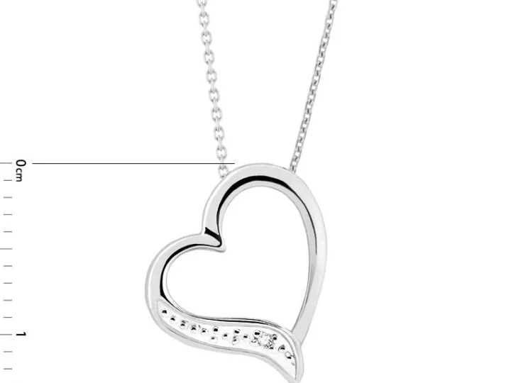 Zawieszka z białego złota z diamentem - serce - 0,005 ct - próba 375