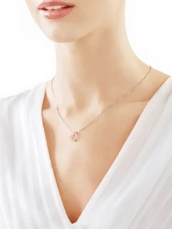 Zawieszka z białego złota z diamentem - serce - 0,005 ct - próba 375