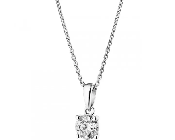 Zawieszka z białego złota z brylantem - 0,35 ct - próba 585