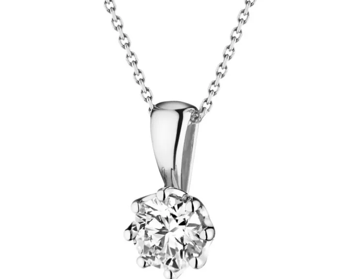 Zawieszka z białego złota z brylantem - 0,35 ct - próba 585