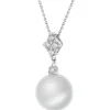 Zawieszka z białego złota z brylantami i perłą South Sea - próba 750