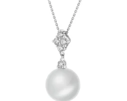 Zawieszka z białego złota z brylantami i perłą South Sea - próba 750