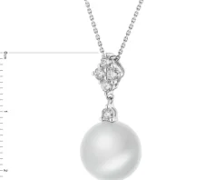 Zawieszka z białego złota z brylantami i perłą South Sea - próba 750