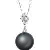 Zawieszka z białego złota z brylantami i perłą Tahiti - próba 750