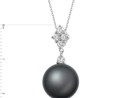 Zawieszka z białego złota z brylantami i perłą Tahiti - próba 750