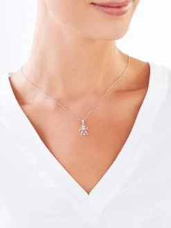 Zawieszka z białego złota z diamentem - aniołek - 0,004 ct - próba 585