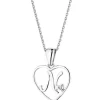 Zawieszka z białego złota z diamentem - litera N, serce - 0,005 ct - próba 585