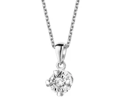 Zawieszka z białego złota z brylantem – serca - 0,10 ct - próba 585