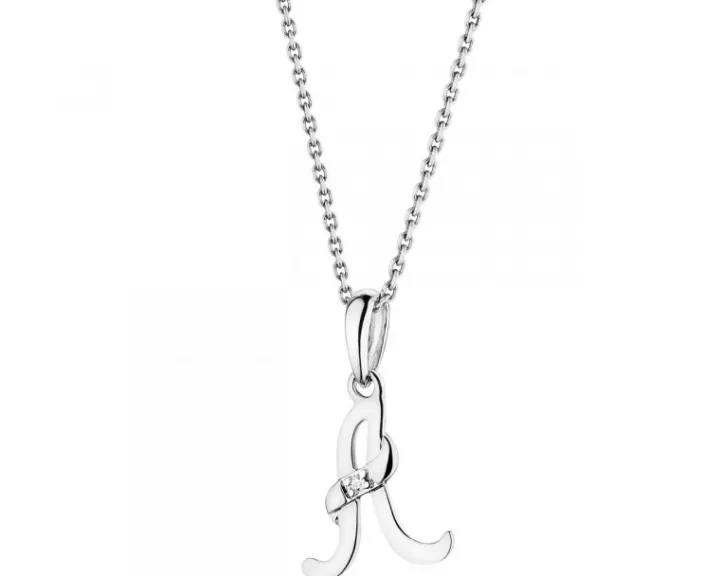 Zawieszka z białego złota z diamentami i onyksem - próba 585