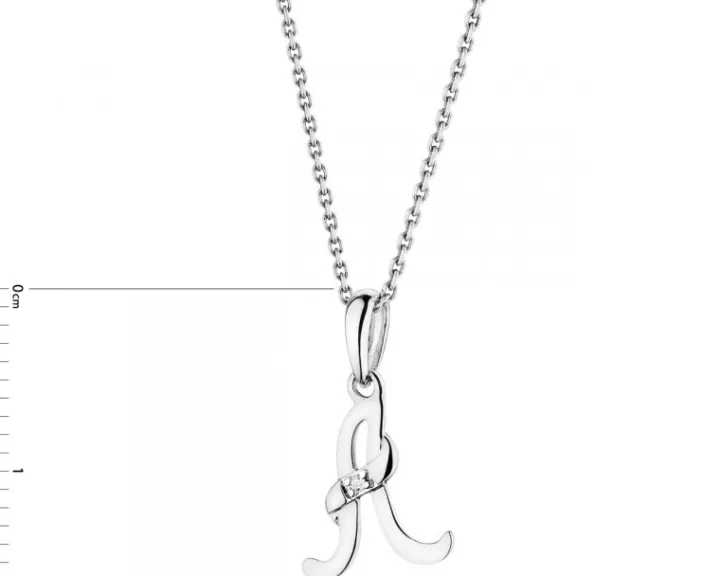 Zawieszka z białego złota z diamentem - litera A - 0,004 ct - próba 585