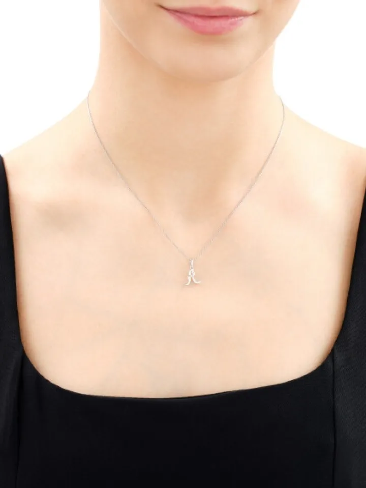 Zawieszka z białego złota z diamentem - litera A - 0,004 ct - próba 585