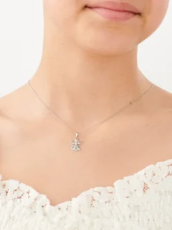 Zawieszka z białego złota z diamentem - aniołek - 0,003 ct - próba 375