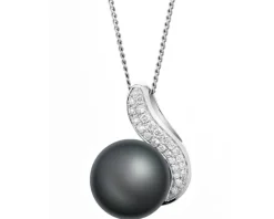 Zawieszka z białego złota z brylantami i perłą Tahiti - próba 585