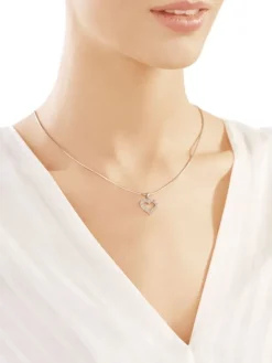 Zawieszka z białego złota z diamentami - serce - 0,02 ct - próba 375