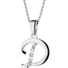 Zawieszka z białego złota z diamentem - litera D - 0,003 ct - próba 585