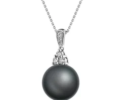 Zawieszka z białego złota z brylantami i perłą Tahiti - próba 585