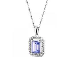 Zawieszka z białego złota z diamentami i tanzanitem - próba 585