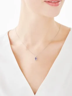 Zawieszka z białego złota z diamentami i tanzanitem - próba 585