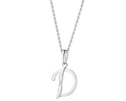 Zawieszka z białego złota z diamentem - litera D - 0,004 ct - próba 585