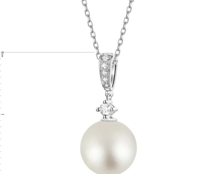 Zawieszka z białego złota z brylantami i perłą South Sea - próba 585