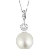 Zawieszka z białego złota z brylantami i perłą South Sea - próba 750