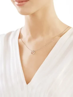 Zawieszka z białego złota z diamentami - serce - 0,005 ct - próba 585