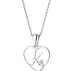 Zawieszka z białego złota z diamentem - litera K, serce - 0,005 ct - próba 585