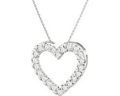 Zawieszka z białego złota z brylantami laboratoryjnymi - serce - 0,33 ct - próba 585