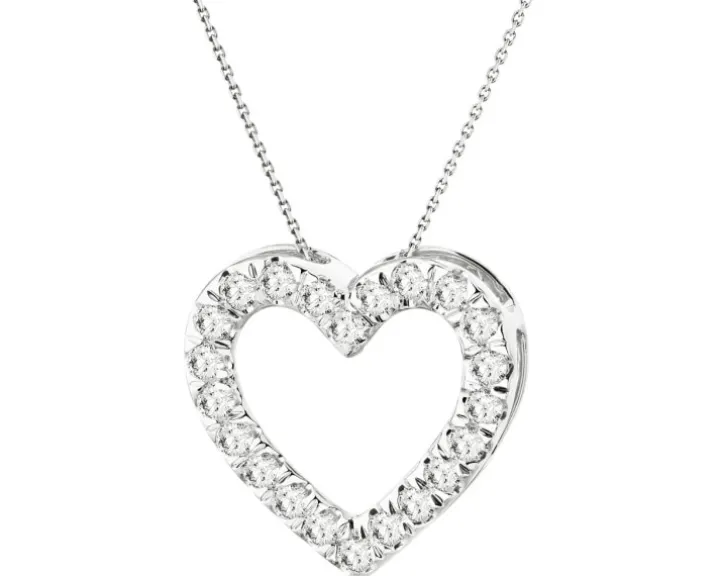 Zawieszka z białego złota z brylantami laboratoryjnymi - serce - 0,33 ct - próba 585