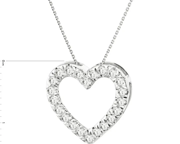 Zawieszka z białego złota z brylantami laboratoryjnymi - serce - 0,33 ct - próba 585