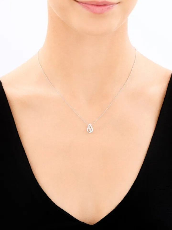 Zawieszka z białego złota z diamentem - 0,006 ct - próba 375