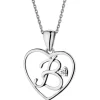 Zawieszka z białego złota z diamentem - litera B, serce - 0,005 ct - próba 585