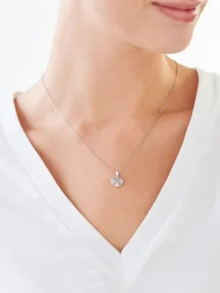 Zawieszka z białego złota z diamentami - serce - 0,008 ct - próba 585