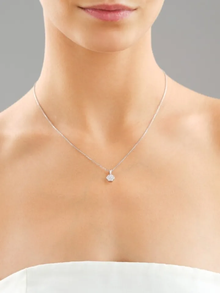 Zawieszka z białego złota z brylantami laboratoryjnymi - 0,35 ct - próba 585