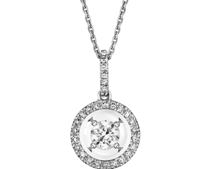 Zawieszka z białego złota z diamentami - 0,17 ct - próba 585