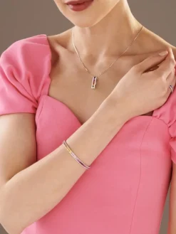 Zawieszka z białego złota z brylantami i szafirami kolorowymi - próba 585