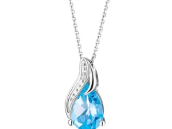 Zawieszka z białego złota z brylantami i tanzanitem - próba 585