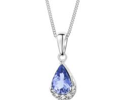 Zawieszka z białego złota z brylantami i tanzanitem - próba 585