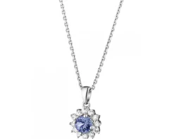 Zawieszka z białego złota z diamentami i tanzanitem - próba 585