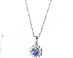 Zawieszka z białego złota z diamentami i tanzanitem - próba 585